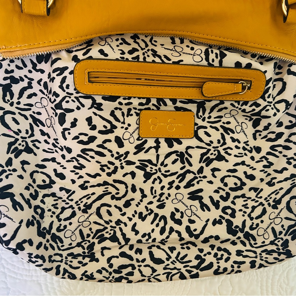 GUC - Jessica Simpson Mustard Yellow Leather Tote with Branded Charm - Picture 14 of 15